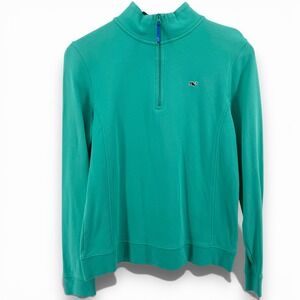 Vineyard Vines Quarter Zip Pullover Sweatshirt Teal Cotton Women's Size S
